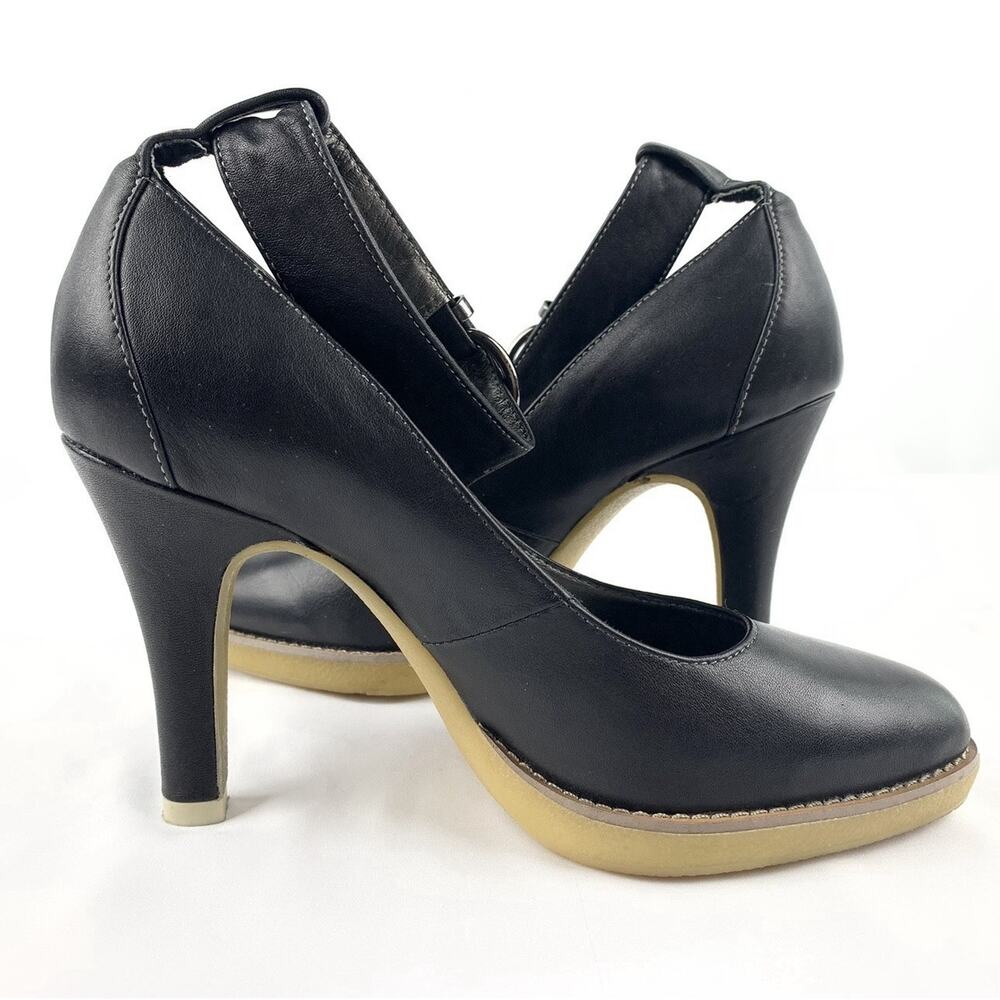 Welfare Black Leather Heels Pumps Ankle Strap Buckle Women’s Size EU 36 / US 5.5 - Picture 11 of 16